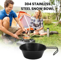 Portable Camping Tableware Food Grade Stainless Steel Camping Sierra Cup with Heat-resistant Handle Scale Mark for Outdoor