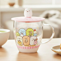 角落生物 - 雙層玻璃杯連硅膠蓋-白熊