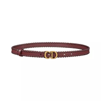 Christian Dior Saddle Smooth Calfskin with Leather Whipstitching Belt 20mm Burgundy