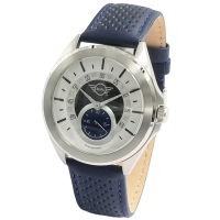 MINI Swiss Watches 石英錶 44mm 白底單眼錶面 藍色網眼皮錶帶