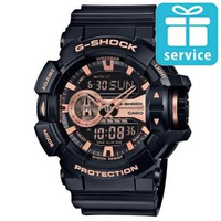 【CASIO】G-SHOCK金屬搖滾個性運動雙顯錶(GA-400GB-1A4)