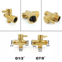 G7/8" G1/2" T Adapter water tap faucet 3 way Gold-plating Stainless Valve Diverter Brass Separator toilet Shower Head Tee V27