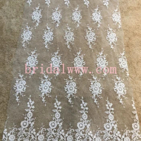 OL3417BCL quality beaded bridal lace fabric off white light ivory