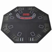 Foldable Casino Texas Hold'em Table Top Portable Four Fold MDF Octagonal Table Folding Chips Paker Texas Holdem Game Mahjong Mat