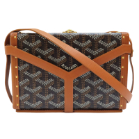 【二手名牌BRAND OFF】GOYARD【再降價】高雅德 黑色 PVC塗層帆布 硬方盒 Minaudiere Trunk 斜背包
