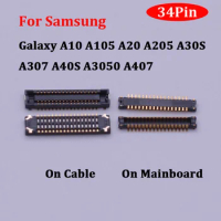 2pcs/lot New LCD Display Screen FPC Connector Port Plug for Samsung Galaxy A10 A105 A20 A205 A30S A307 A40S A3050 A407 34pin
