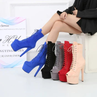 New 17cm Stiletto Sexy Women's Boots Pole Dance Boots Fashion Runway Catwalk Super High Heel Dance Shoes Low Boots