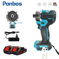 Ponbos 1/4 inch Brushless Hexagonal Drill Cordless Electric Driver Home Improvement Suitable for Makita 18v Battery