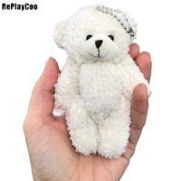 50pcs/lot Mini Teddy Bear Stuffed Plush Toys Small Bear 12cm white Stuffed Toys pelucia Pendant Kids Birthday Gift Party Decor