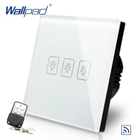 Remote 3 Gang 1 Way EU European Wallpad White Glass Wireless RF Broadlink Wifi Support 3 Gang Touch Remote Control Switch