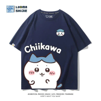 Chiikawa เสื้อยืดผู้ชายสไตล์ญี่ปุ่น เสื้อยืดแขนสั้นฤดูร้อน คอลเลคชั่น Usagi Chiikawa น่ารัก ผ้าฝ้ายแ