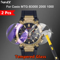2Pcs For Casio MTG-B3000 MTG-B2000 B1000 Smart Watch 2.5D Slim Clear / Anti Purple Light 9H Tempered Glass Screen Protector Film
