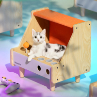 【咪咪小品】頂級 遊戲機設計 貓抓板 搖桿 探險洞窟(貓玩具 貓抓窩 貓用品 可快拆 易清理)
