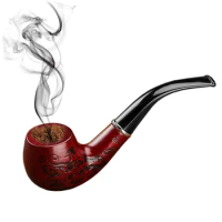 Creative Red Resin Tobacco Pipe Classic Wood Grain Tobacco Pipe With Ring Hammer Cigar Cigarette Holder Filter Smoking Supplies