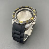 45mm PROSPEX SNR025 Case Install Silicone Watch Stap Fits Seiko NH35 NH36 4R 6R Movement Sapphire Crystal Glass Men's Watch Case