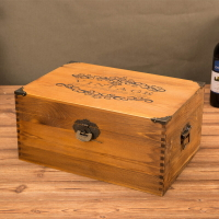 復古大號帶鎖木盒手工木制箱子桌面收納盒雜物箱儲物箱證件收藏箱
