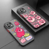 Case For Xiaomi 13 Poco 12 10T C40 C51 11 Lite 9T X3 X4 M5 Pro Matte Cover Cartoon Cute DIY Strawberry Bear