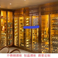 Wine cellar stainless steel wine cabinet constant temperature red wine cabinet famous wine display cabinet light luxury metal wi