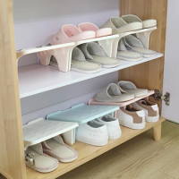 1Pcs Double Shelf Space Savers White Shoe Rack Cabinets Shoe Storage Organizer Plastic Adjustable Shoes Warderobe Bedroom