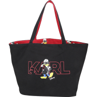 KARL LAGERFELD x Disney 卡爾 唐老鴨雙面用手提/肩背帆布托特包(黑x紅)