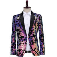 [XIAO-DD] Men's Trendy Shiny Flash Suit Slim-Fit Sequined Host Bar Dj Performance Suit Men's Personality Coat Hot Sale