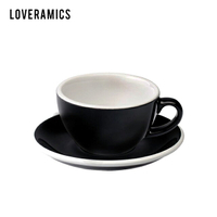 【LOVERAMICS 愛陶樂 】Egg 拿鐵咖啡杯盤組 200ml Black 黑色
