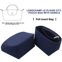 EverToner Felt Insert Organizer Bag for Longchamp Mini Le Pliage City Pouch Bag with Handle,Bag Accessoires Bag Inner Purse