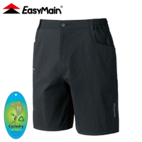 【EasyMain 衣力美 男 彈性吸汗有機棉五分褲《黑灰》】RE23045/短褲/休閒短褲