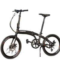 HITO-Aluminum Alloy Folding Bicycle, Ultra-light, Portable, 8 or 9 Variable Speed, Unisex Disc Brake, Retro Small Steps