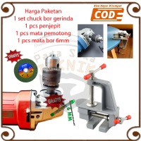 Alat Penjepit Ragum Catok Klem Mini Table Vice + Chuck Kepala Bor Gerinda