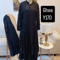 Gamis brokat ghea y170 full black spesial rompi lepas  Muslim  Hitam Mewah Cantik Dress Wanita Baju 