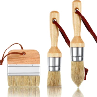 3Pcs Chalk And Wax Paint Brushes For Acrylic Painting Bristle Stencil Brushes For Wood Furniture Home Decor