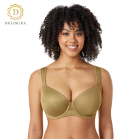 DELIMIRA Women's T Shirt Bra Plus Size Lightly Padded Comfort Wide Strap Seamless Underwire Contour Support D DD E F