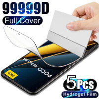 5PCS Screen Protector For POCO X6 X5 Pro X3 NFC X4 GT Hydrogel Film For POCO F5 Pro F4 GT F3 F2 M6 M5S M4 M3 Pro 5G C65 C40 Film