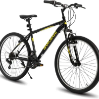 Hiland 26 Inch Mountain Bike Mens Womens MTB with 21 Speeds High-Tensile Steel Frame V Brake Hardtail Bicycle for Adults