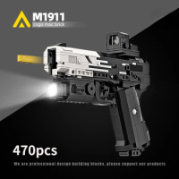 MOC Military Weapon Training M1911 Black Technology Building Block Adult Edition Toy Gun Assembly Shootable Boy Child Brick Gift