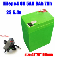 6v 6.4V 5Ah 6AH 6V 7Ah 4Ah LiFePo4 Battery 2S 10A PCB 7.3v 7.2v for 3-FM-4 storage ups solar small box led Lights lamps