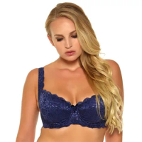 Women Lace Bra Sets Sexy Underwire unlined Cup Lace Panties plus size 30 32  34 36