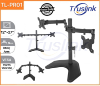 【SG Seller】Truslink Dual Monitor Desk Stand Free Standing Height Adjustable Full Motion Two Arm Moni