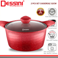 DESSINI ITALY MRLB-32 32CM Casserole Die Cast Aluminium Non Stick Stockpot Bowl Soup Pot Wok Fry Pan