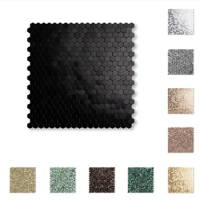 Peel and Stick Metal Backsplash Tiles Self Adhesive Brushed Aluminum Hexagonal 3D Wall Sticker for Kitchen Bathroom