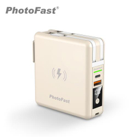 【Photofast】多功能五合一行動電源 萬用充 無線充電 MutiCharge 10000mAh-奶茶色