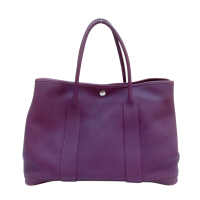【二手名牌BRAND OFF】HERMES 愛馬仕 紫色牛皮 Garden Party 36 手提包 口O刻