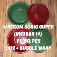 (Sonic Per 12 Pcs) Waskom Sonic Plastik  Hijau  Merah   Ukuran 14 / Baskom / Besek / Wakul / Bakul H
