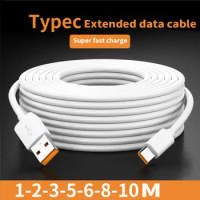 5m/8m/10m Extra Long Charging type-c Cable for Airpods Samsung Huawei Xiaomi Switch SonyPS5 Nylon Data Wire Cord Charger Cables