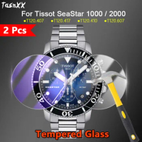 2Pcs For Tissot Seastar 1000 2000 T120407 T120607 T120410 Clear / Anti Purple Light 2.5D Tempered Glass Screen Protector Film