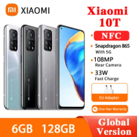 Original Xiaomi 10T 5G Global Version 6.67" Smartphone 6GB+128GB Snapdragon 865 144Hz Display 33W Fast Charging Mobile Phone NFC