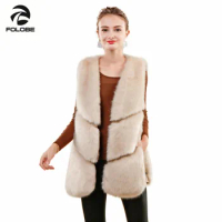 FOLOBE Winter Faux Fur Vest Coat For Women Fur Vest Coat High-Grade Faux Furs Vest Women's Winter Coat Jacket Apricot Outwear