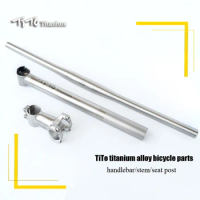 TiTo Lightweight titanium MTB/Road bicycle parts Titanium alloy Bike Handlebar with Bike Seatpost/seat tube titanium stem Sets