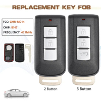 KEYECU FCC:OUCGHR-M013/M014 433MHz Smart Keyless Go Remote Key Fob 2/3 Button for 2017-2020 Mitsubishi Eclipse Cross ID47 Chip
